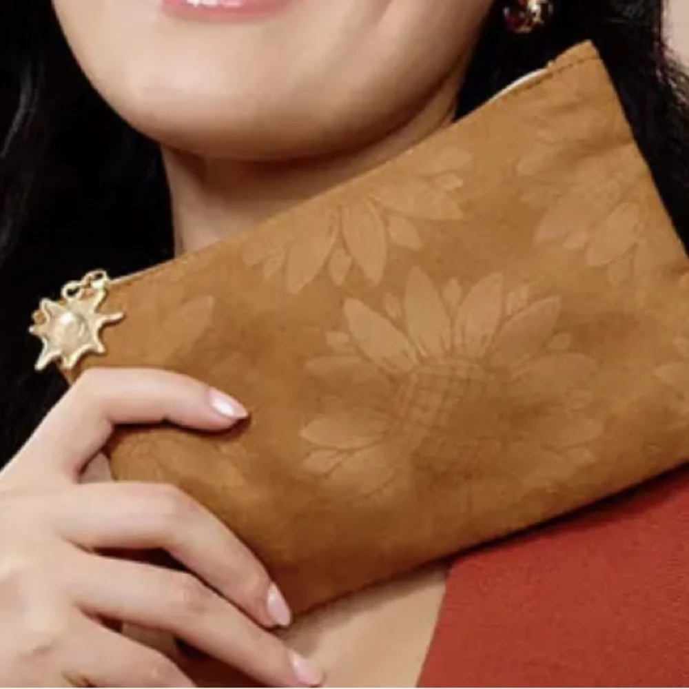 Ipsy Faux Brown Suede Glam Cosmetic Bag
